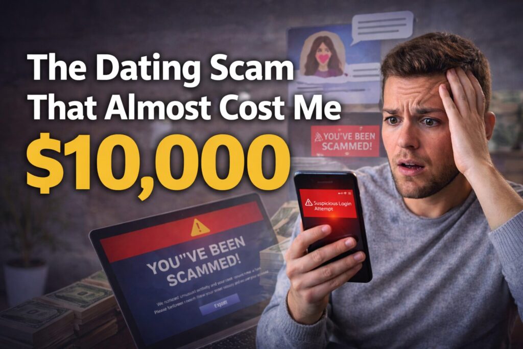 dating scam story involving stolen Facebook photos and a $10,000 inheritance scam attempt