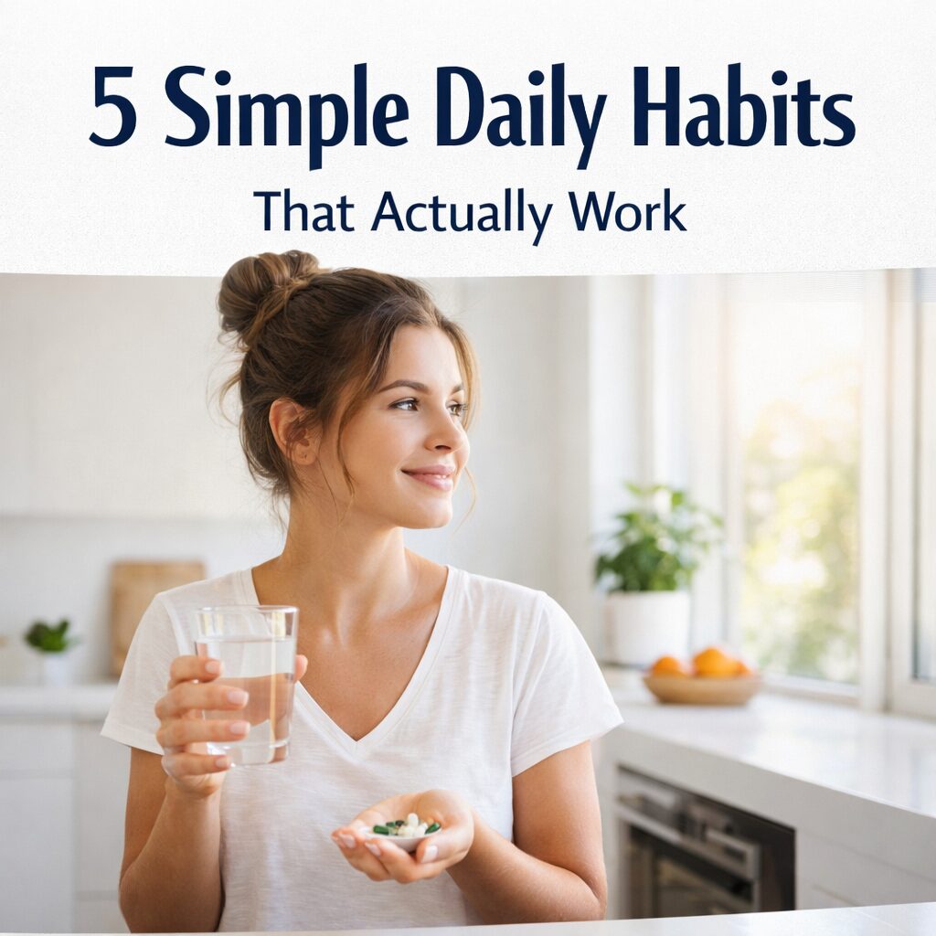 Simple daily healthy habits for beginners including hydration, routine, and consistent lifestyle improvements