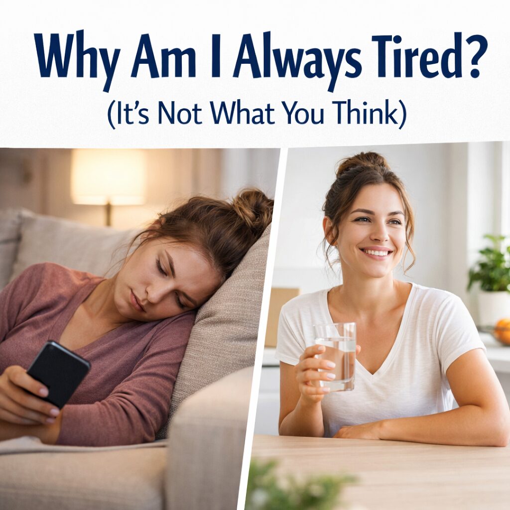 Why am I always tired – person feeling exhausted and low energy during the day, looking for simple ways to improve energy naturally